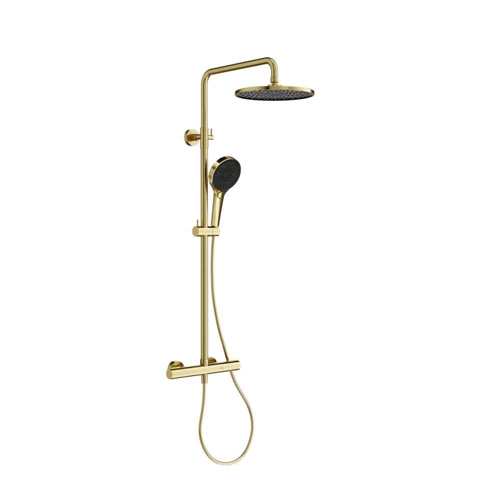 Душевая стойка с термостатом SANCOS Etna, брашированное золото, PVD покрытие, арт. SC9007BG