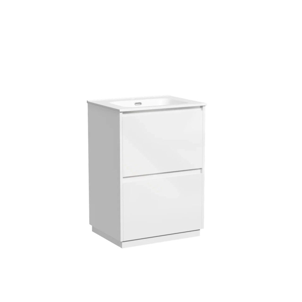 Тумба под раковину SANCOS Libra Floor напольная, 590х450х840, c двумя ящиками оснащенными доводчиками, белый глянец , арт. LB60FW
