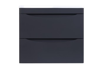 Тумба подвесная STYLE LINE "Бергамо мини 60" (2 ящ.) Люкс антискрейтч черный, PLUS с раковиной Каре Люкс МИНИ 600х350