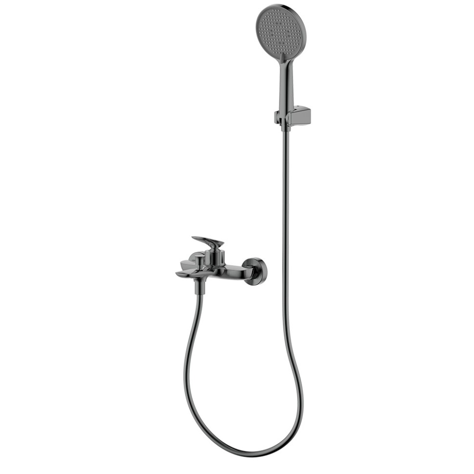 AQM6512GM Como Смеситель для ванны однорычажный, с душевым набором, 3 режима, серый матовый
