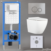 Комплект 3в1 IBERICA BLANCA инсталляция SILENCIO, унитаз BILBAO ALTO белый, кнопка смыва INOX-O хром матовый (IB001.BLA.234.8132)