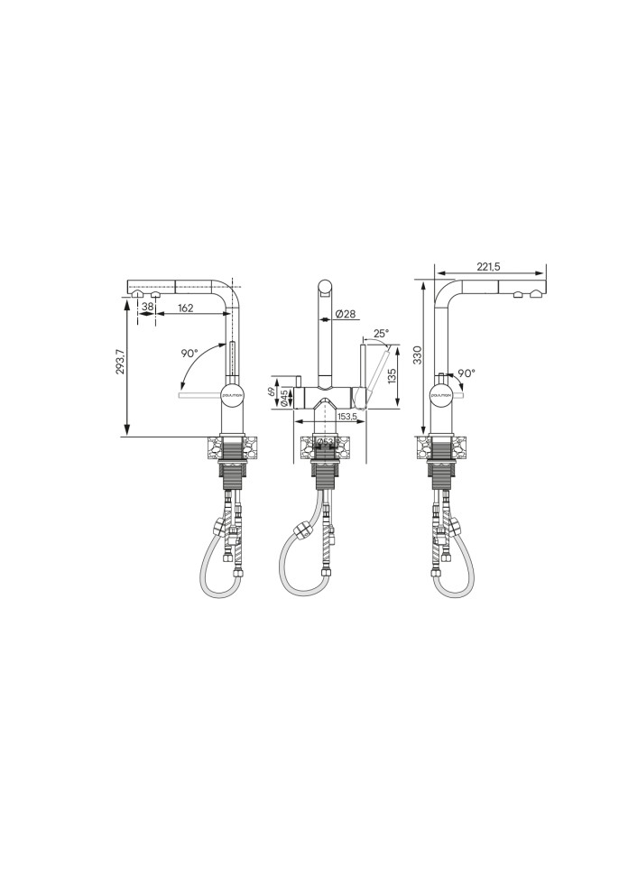 Смеситель для кухни SERPENTINE, серый металлик, Se213222-GRM, Paulmark