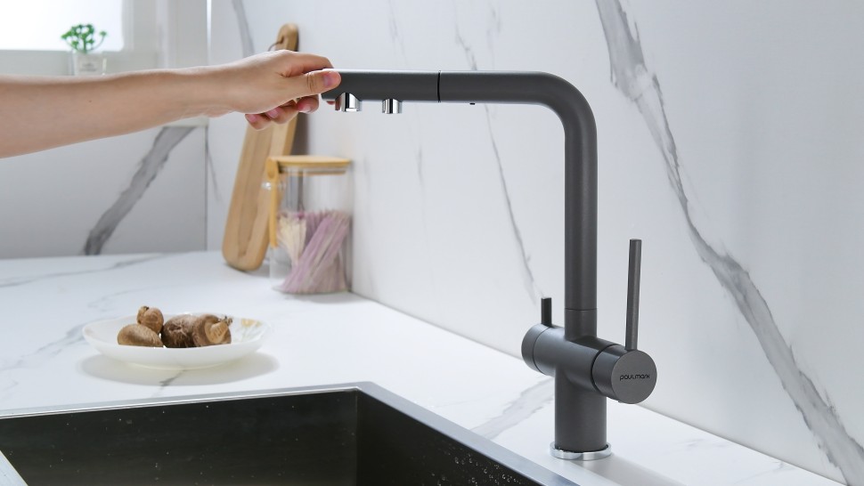 Смеситель для кухни SERPENTINE, серый металлик, Se213222-GRM, Paulmark