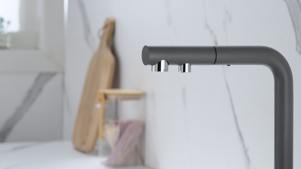 Смеситель для кухни SERPENTINE, серый металлик, Se213222-GRM, Paulmark