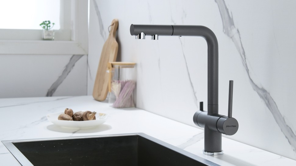 Смеситель для кухни SERPENTINE, серый металлик, Se213222-GRM, Paulmark