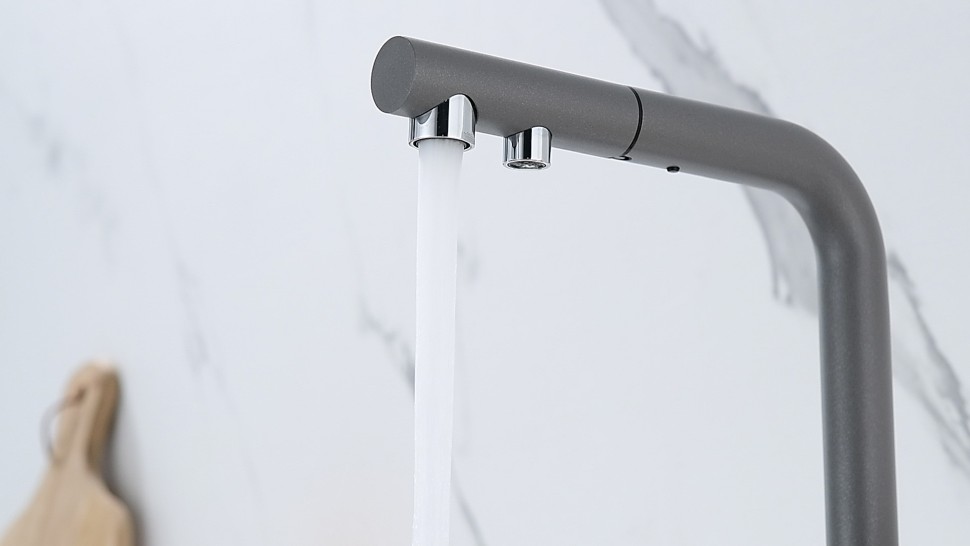 Смеситель для кухни SERPENTINE, серый металлик, Se213222-GRM, Paulmark