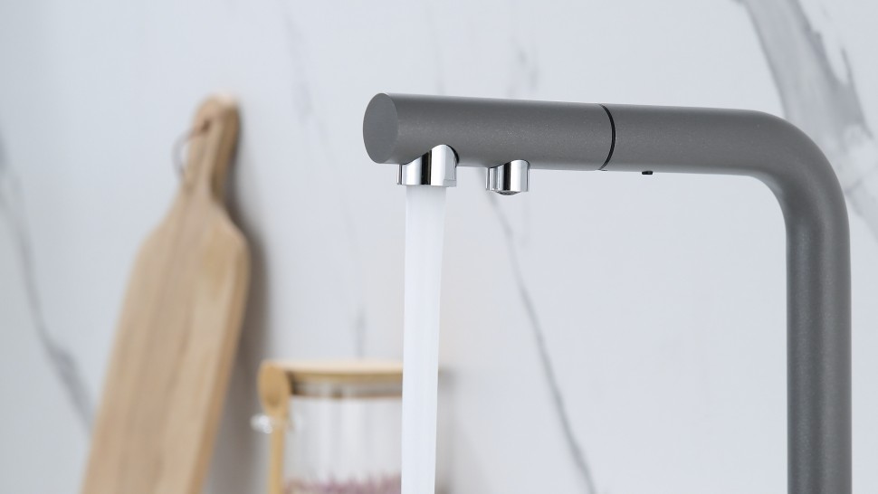 Смеситель для кухни SERPENTINE, серый металлик, Se213222-GRM, Paulmark