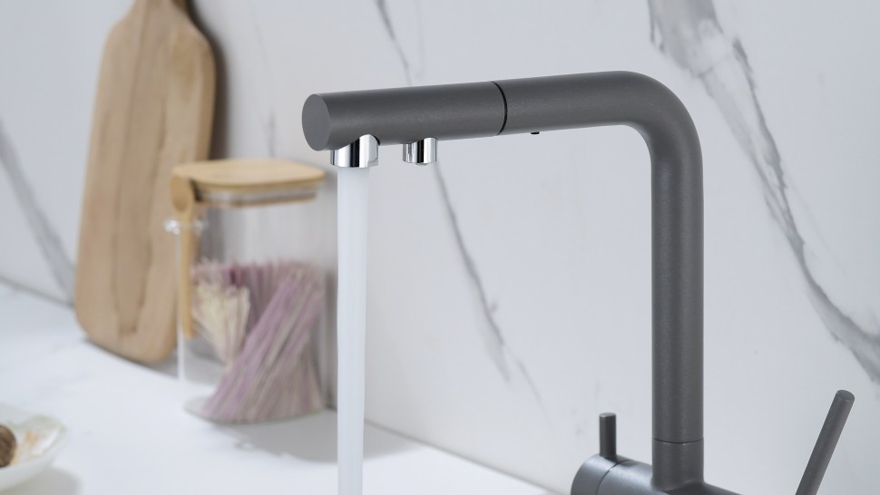 Смеситель для кухни SERPENTINE, серый металлик, Se213222-GRM, Paulmark