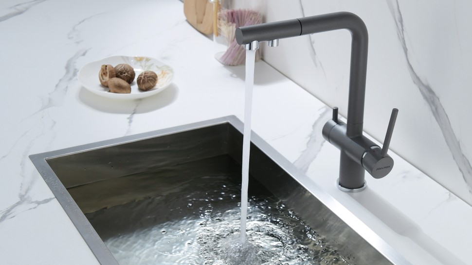 Смеситель для кухни SERPENTINE, серый металлик, Se213222-GRM, Paulmark