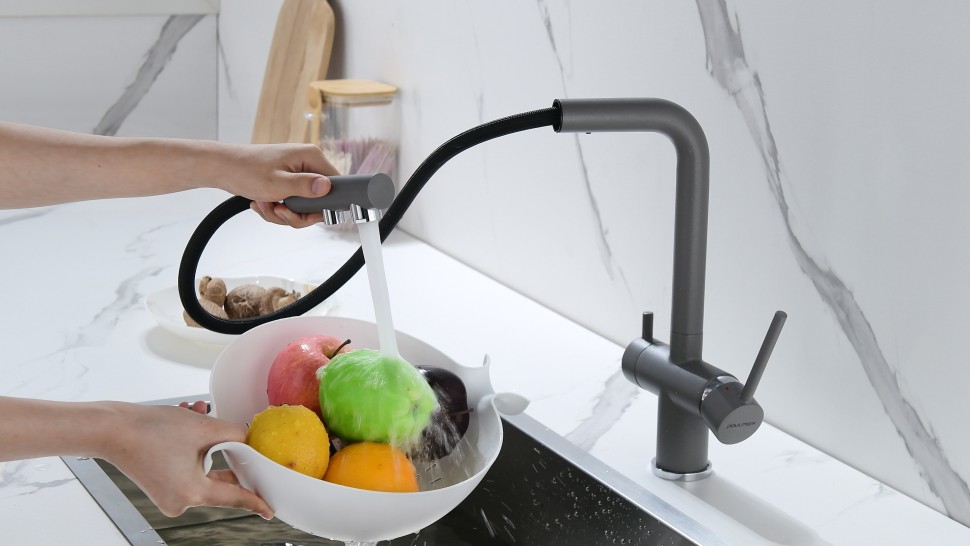 Смеситель для кухни SERPENTINE, серый металлик, Se213222-GRM, Paulmark