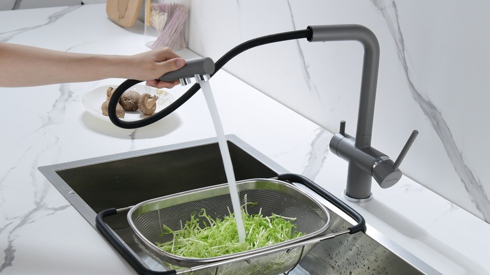 Смеситель для кухни SERPENTINE, серый металлик, Se213222-GRM, Paulmark