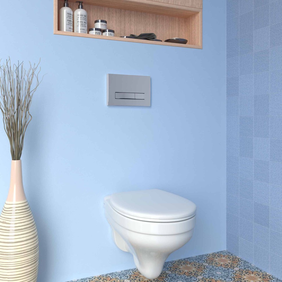 Инсталляция BERGES для скрытого монтажа унитаза АТОМ Line 410 кнопка хром