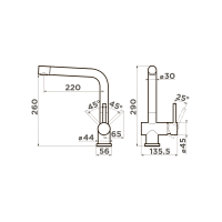 Смеситель для кухни Omoikiri Koriyama-BN нерж. сталь/нержавеющая сталь