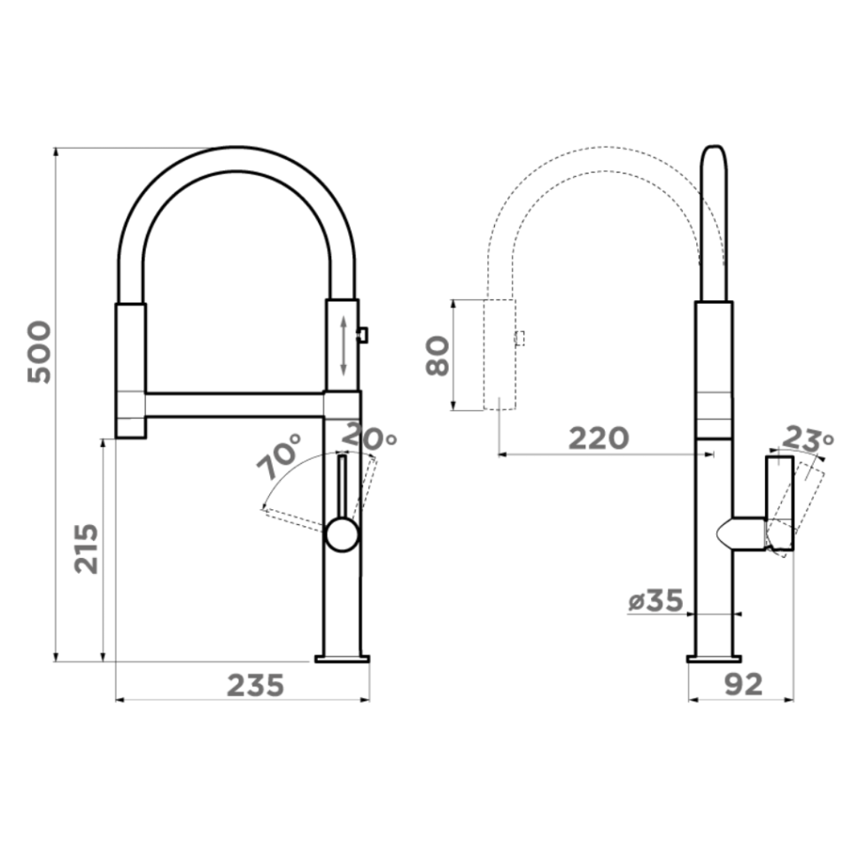 Смеситель для кухни Omoikiri Osaka-BN-BL латунь/нержавеющая сталь/черный