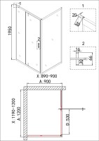 Душевое ограждение Niagara Nova NG-43-12AG-A90G (120х90х195) прямоугольник,золото,двери распашные,стекло прозрачное,2 места