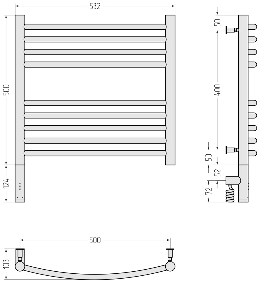 Богема 3.0 выгнутая 500х500 МЭМ левый