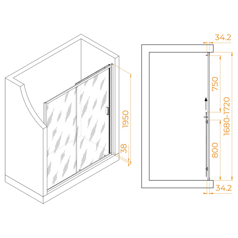Душевая дверь RGW PA-14Gb (Прозрачное, 1700)
