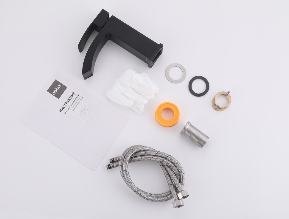 Смеситель ABBER Wasserfall AF8610B для раковины, черный матовый