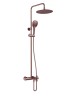 AQM8008BC Душ. сист. с терм. и изливом, O250, лейка 3 реж, высота 1100-1500мм, Медь шлифованная