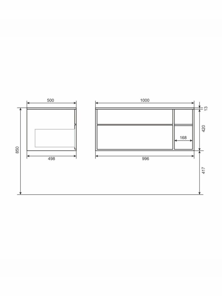 Тумба под раковину для ванной подвесная Uperwood Lotus Premium 100х50х42 см, черная