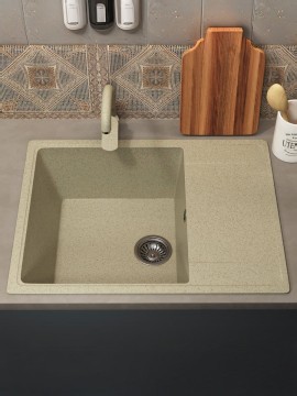 Кухонная мойка из искусственного камня Uperwood ECON UPD-202-002, прямоугольная, бежевая матовая