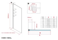 Душевая перегородка Walk-In VSW-1HWS100CGB, 1000*2000, черный матовый, стекло тонированное