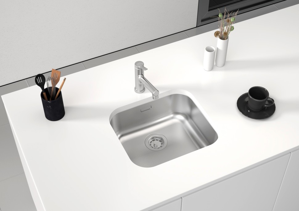 Мойка VELLO 48 UNI, нерж. сталь, VE48-BS, брашированная нерж. сталь, 480х440мм, Paulmark