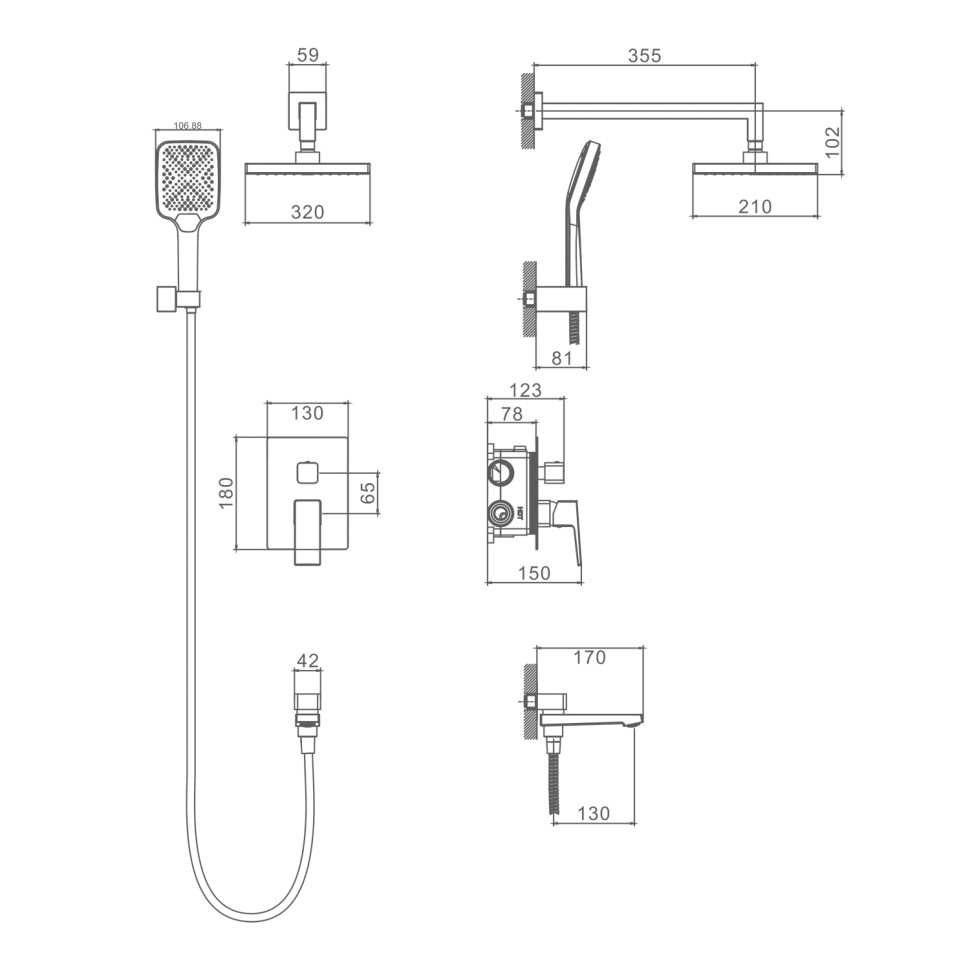 Душевая система Splenka встраиваемая S01.27.06 Черный
