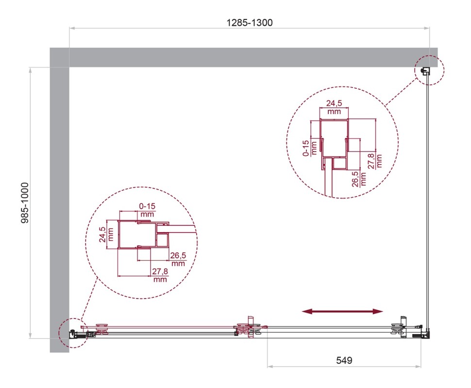 Душевой уголок BelBagno LUCE-AH-1-130/100-C-Cr