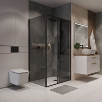 Боковая стенка Niagara Nova NG-TB90-34 (90х195) черный матовый,стекло тонированное,1 место