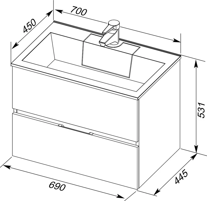 Тумба с раковиной Aquanet Алвита 70 серый антрацит