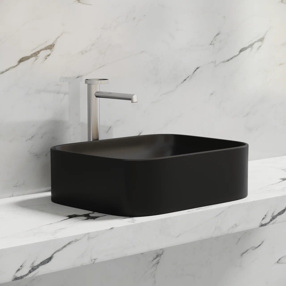 Умывальник чаша накладная прямоугольная (цвет Черный Матовый) Element 505x380x150мм