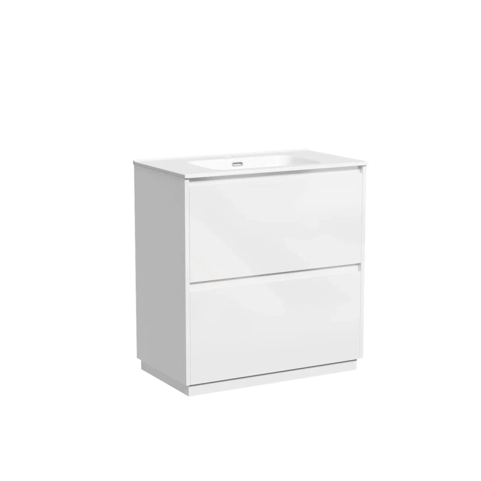 Тумба под раковину SANCOS Libra Floor напольная, 790х450х840, c двумя ящиками оснащенными доводчиками, белый глянец , арт. LB80FW