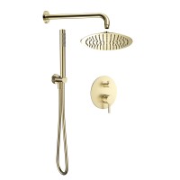 AQM8404BG Набор для комплектации душа со смесителем, золото шлифованное