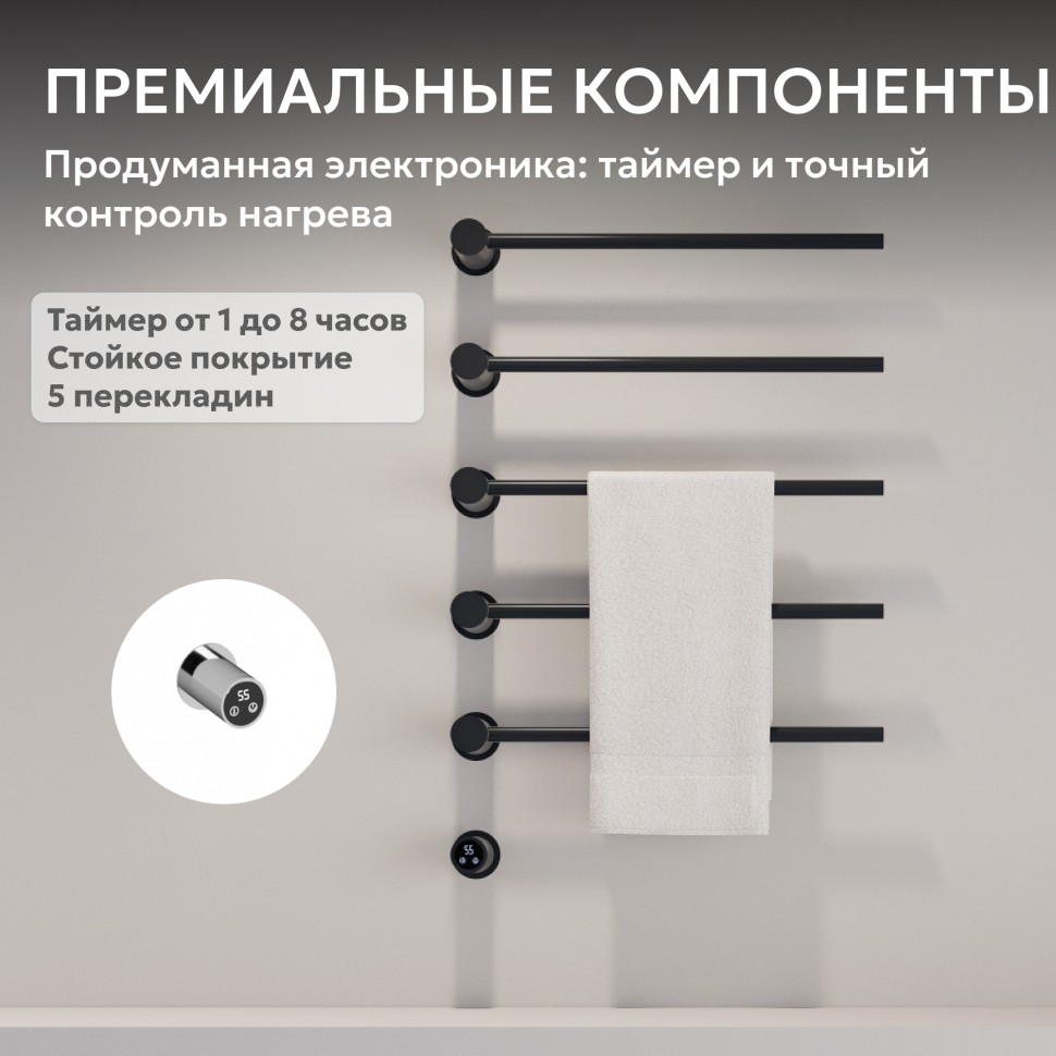 Полотенцесушитель электрический ABBER Charme AH4005MB черный матовый