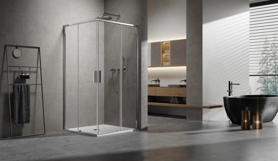 Душевой уголок Slim 8mm VSS-6SL8010CL, 1000*800, хром, стекло прозрачное