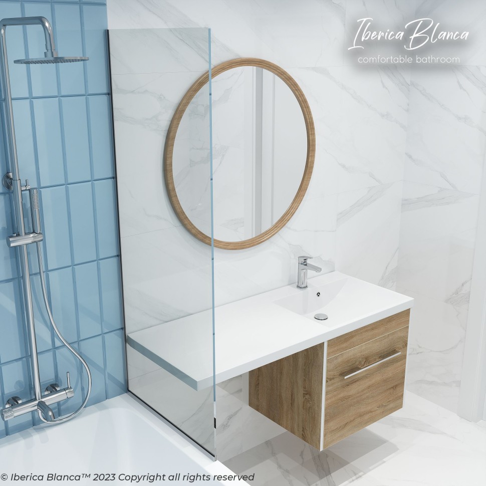 Шторка для ванны IBERICA BLANCA Mod.403 неподвижная прозрачное стекло/хром 50х140см (IB403.SC.140.50)