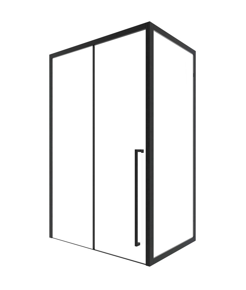 Timo Душевая дверь TDSS-130/03C-8R, раздвиж 1300*2000, проф черный + торцевое стекло TSS-1000/03C-8 1000*2000, проф черный