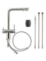 Смеситель с возможностью подключения фильтрованной воды и вытяжным изливом. Никель. OSGARD BALANS PLUS 35973