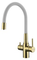 Смеситель для кухни Salix, золото, белый шланг, Sa213419-Gw, Paulmark