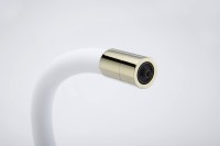 Смеситель для кухни Salix, золото, белый шланг, Sa213419-Gw, Paulmark