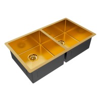 Мойка нерж. сталь GERBERG 78/2 UNI, PM237844-BG, брашированное золото, 780х440мм, Paulmark