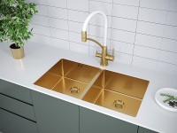 Мойка нерж. сталь GERBERG 78/2 UNI, PM237844-BG, брашированное золото, 780х440мм, Paulmark