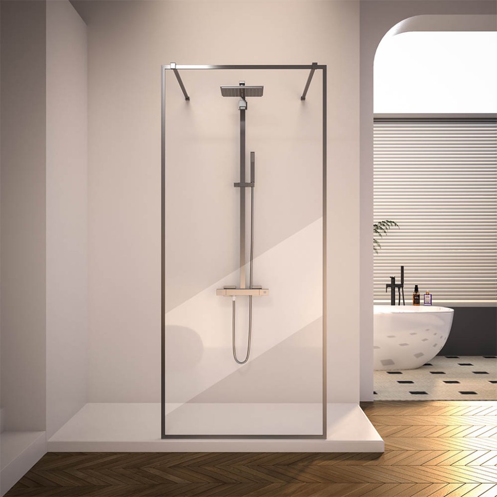 Душевая перегородка Veconi Korato KR-90GR, 1200x2000, брашированный графит, стекло прозрачное