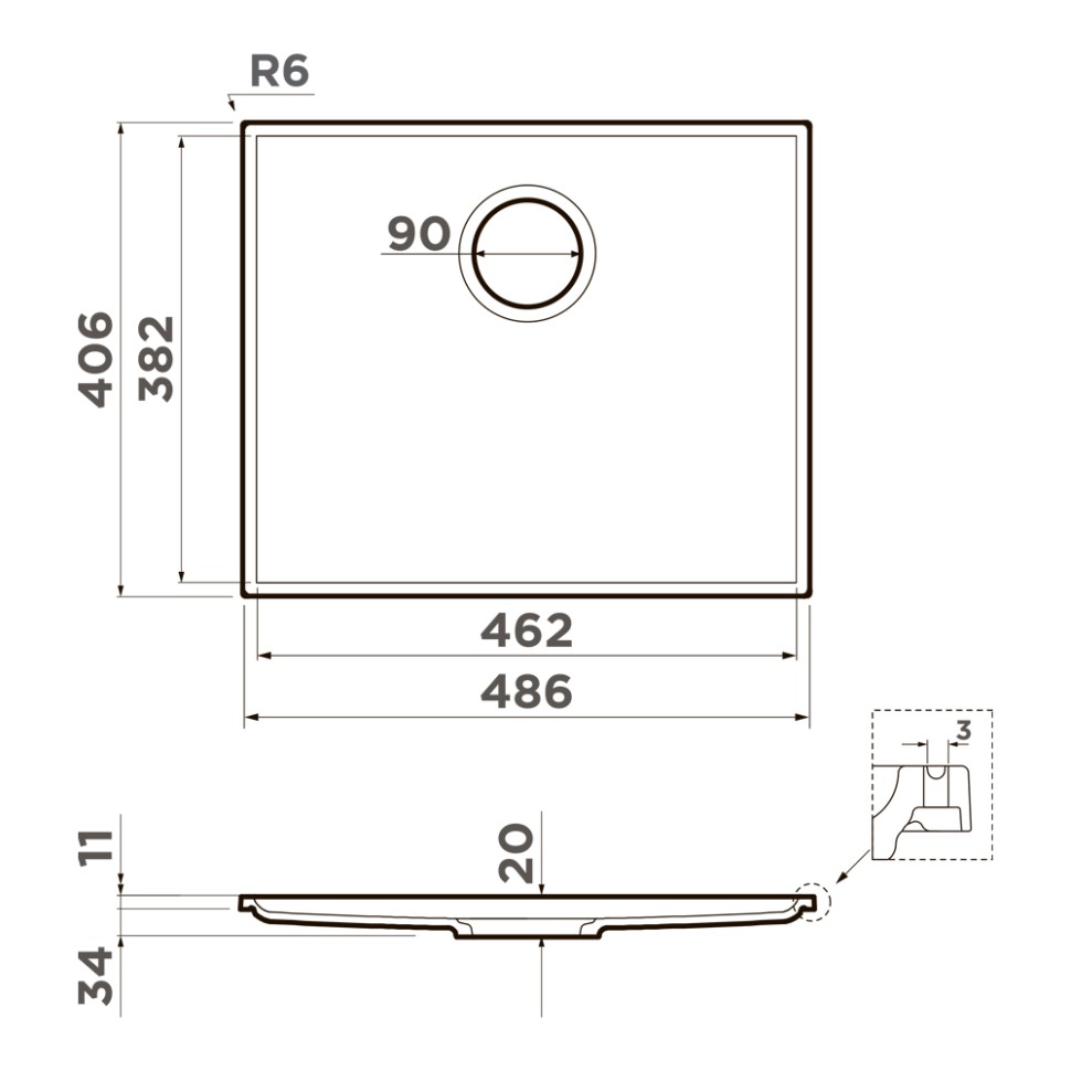 Кухонная мойка Omoikiri Kiten 48-INT-GB Artceramic/графит