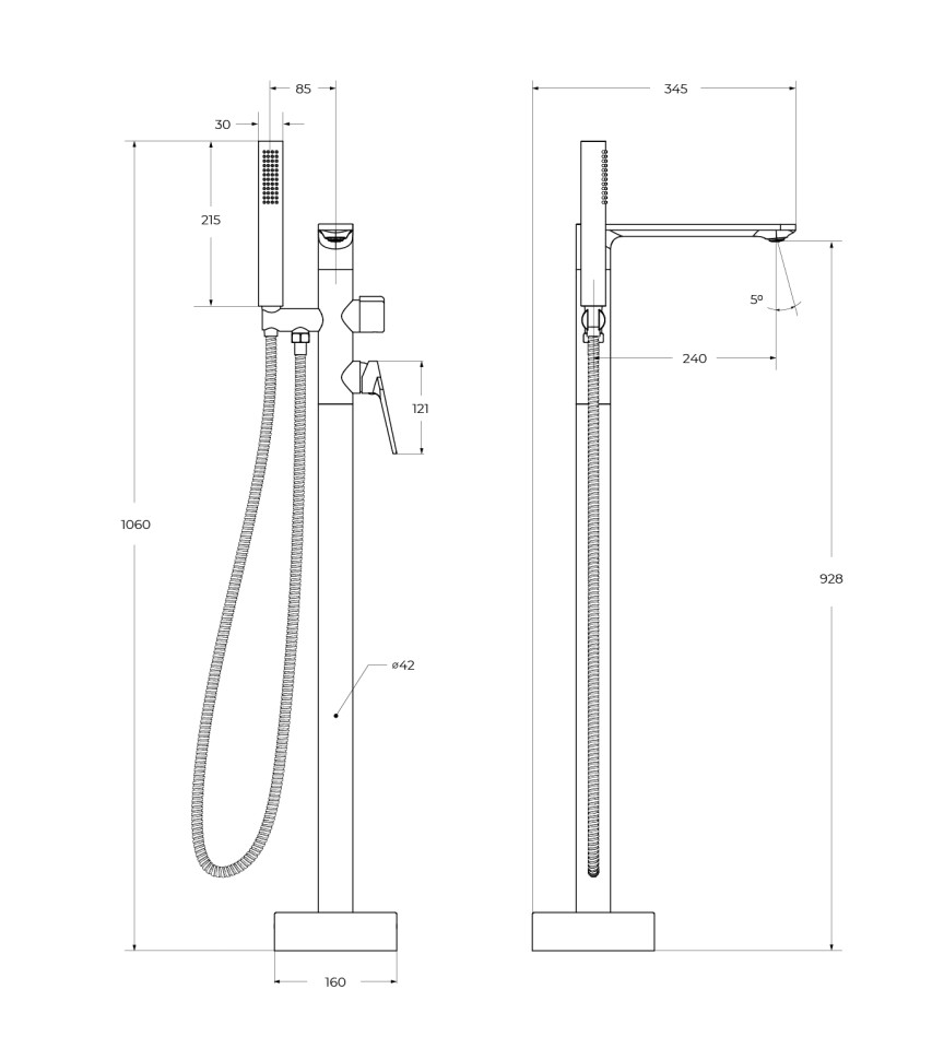 Напольный смеситель для ванны CEZARES COMFORT-VDP-01