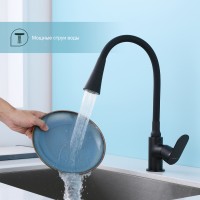 Смеситель Splenka для кухни с гибким изливом S41.43.06 Черный