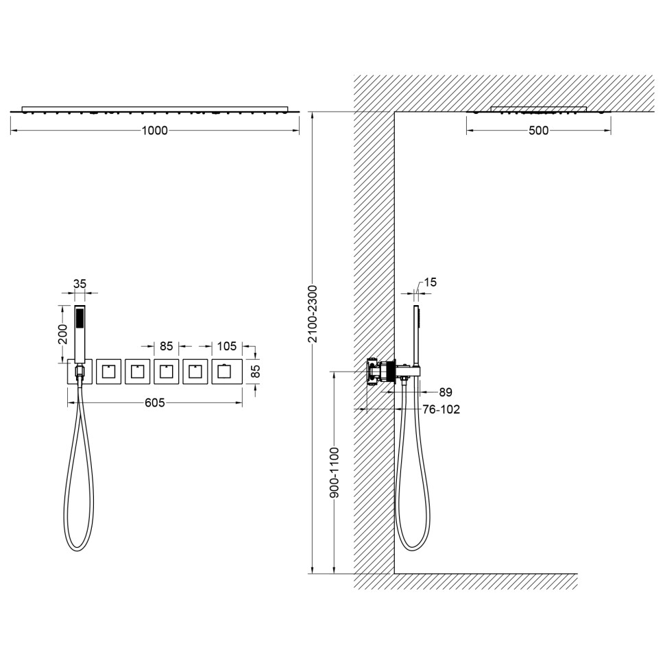 Душевая система встроенная с термостатом Timo Petruma SX-5329/03SM черный