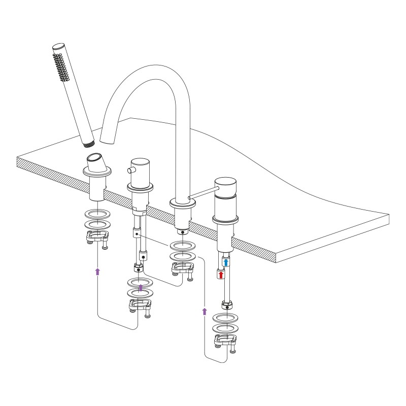 Смеситель для ванны с душем, врезной Timo Saona 2320/20Y золото шлифованное
