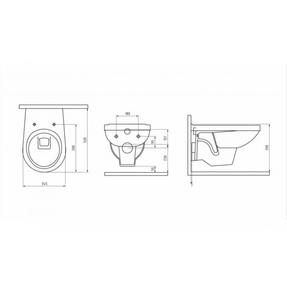 Унитаз подвесной BERGES GAMMA 52 см, сиденье полипропилен Gamma PS, микролифт, пластик